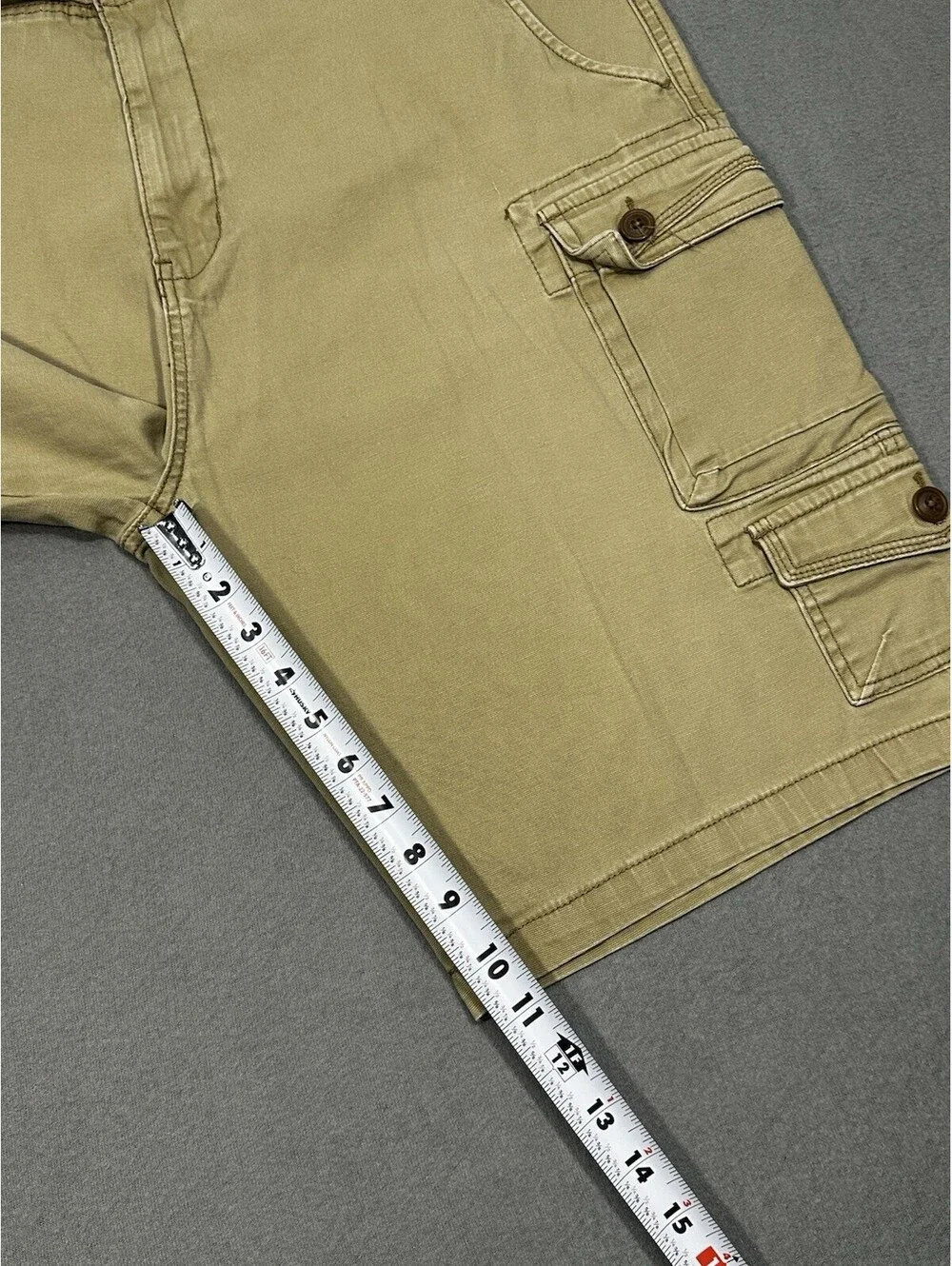 Iron Co Mens Cargo Casual Shorts Size 40 Khaki Beige Stretch Cotton Utilit